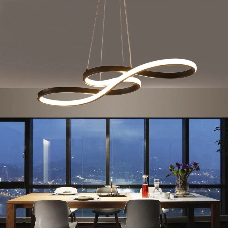 Lustre para Sala de Jantar Criativo LED Lustre para Sala de Jantar 01 Clareatte Preto Luz fria 