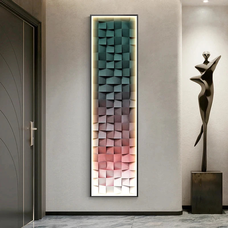 Quadro Decorativo com LED - Arte Abstrata 3D Quadro Decorativo com LED 03 Clareatte 