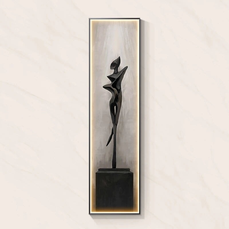 Quadro Decorativo com LED - Esculturas Abstratas Quadro Decorativo com LED 01 Clareatte Modelo 01 30x95 cm Luz fria | Dourado