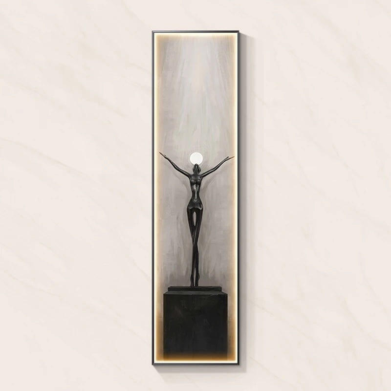 Quadro Decorativo com LED - Esculturas Abstratas Quadro Decorativo com LED 01 Clareatte Modelo 04 30x95 cm Luz fria | Dourado