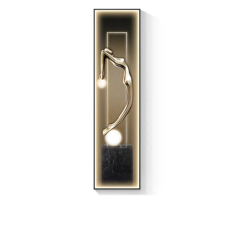 Quadro Decorativo de Escultura com LED Quadro Decorativo com LED 05 Clareatte Modelo B Dourado 